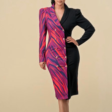 Color block  button down midi dress