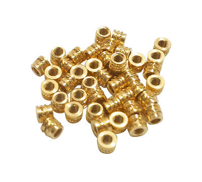 100x #2 2-56 Short Brass Threaded Heat Set Inserts for Plastic 3D Printing #2-56 - Picture 1 of 8