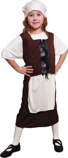 Niñas Medieval Tudor Campesino Disfraz Niños Vestido Elegante Conjunto