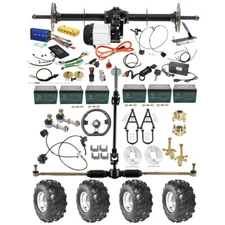 DIY Go Kart ATV Track Rear Axle Kit Wheels 72V 1500W Differential Motor Battery