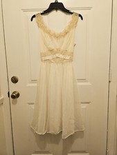 Vintage Vanity Fair Tricot Sheer Lined Boudoir Nightgown Womens 34 Laced