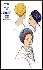 Vogue # 5789 Easy Darted Cloche Hat Fabric Sewing Pattern Chemo Cancer Alopecia