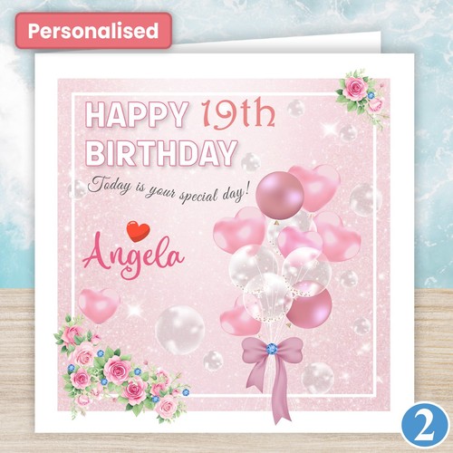 Personalised BIRTHDAY CARD Girl Friend Daughter Granddaughter Sister Balloons - Picture 7 of 8