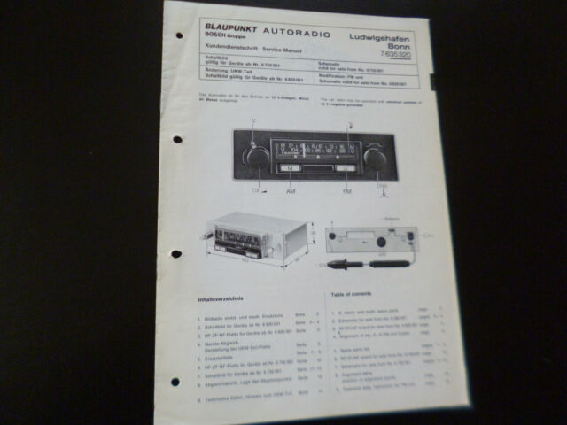 Schema elettrico manuale di servizio originale Blaupunkt Ludwigshafen Bonn-