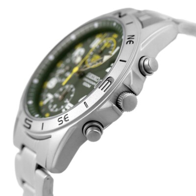 Seiko Chronograph SND377P1 SND377P Green Dial Stailess Steel Men