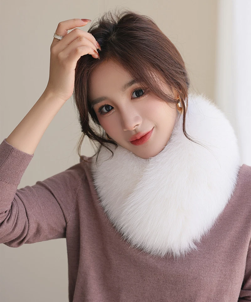 100% Real Fox Fur Scarf Knitted Neck Warm Collar Scarves Wraps Winter Women's - image 3 of 4