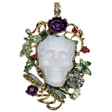 Kirks Folly Glass Dream Skull Enchanted Forest Magnetic Enhancer goldtone