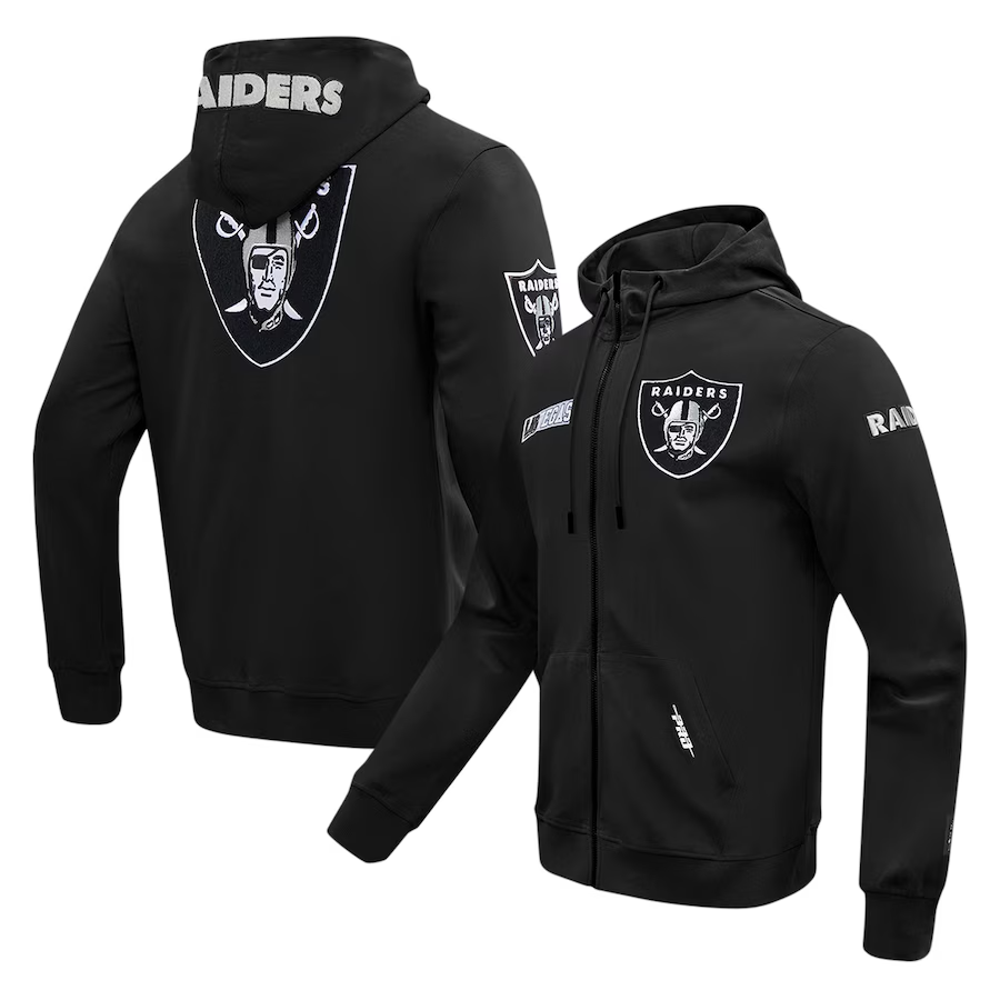 Las Vegas Raiders Pro Split Logo Double Knit Full-Zip Hoodie