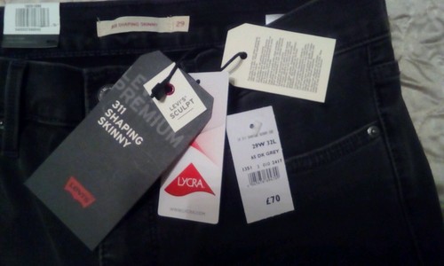 311 Skinny Scuro Sculpt tag con zecca di i 29W Shaping Grigio Jeans 32L Nuovo Levis ZEWdqwYE