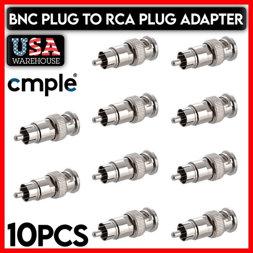 BNC to RCA Adapter RCA Plug to BNC Plug Connector Coaxial Cable Converter 10 PCS