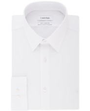 Calvin Klein Men's Dress Shirt Slim Fit Stretch Flex Collar Solid White 15 34-35