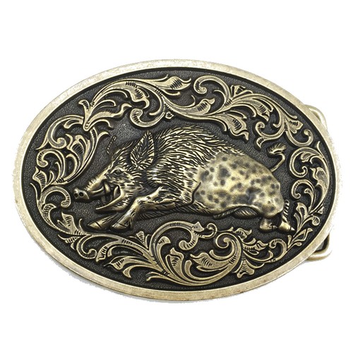 Pig Hog Belt Buckle Western Cowboy Native American Motorcyclist (HOG04
