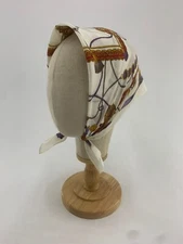 Vintage Celine White Tassel Handkerchief Bandana Scarf Square Wrap Neckerchief