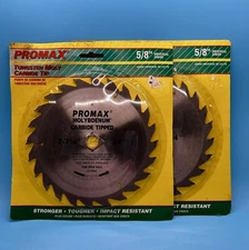 2 New PROMAX 7-7.25” CIRCULAR SAW BLADES Tungsten Moly Carbide Tip 5/8” Arbor