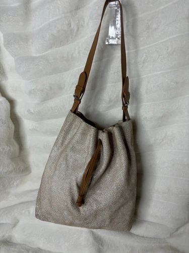 Sorial New York Bucket Bag, Cream & Cognac Color, 16” X 13”, GUC