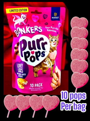 10pc Bonkers Purr Pops Chicken Lovey Licks-Cat Treats Ltd Edition