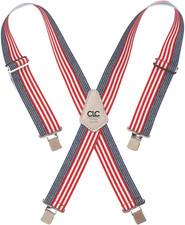 110Usa Heavy Duty Elastic Work Suspenders, USA Flag Print