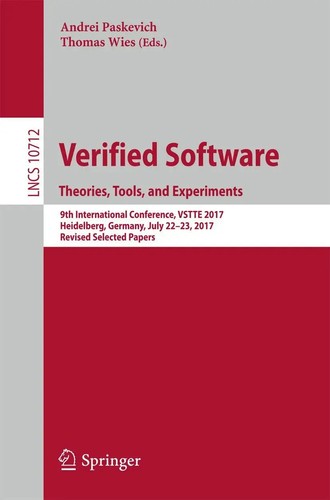 Thomas Wies (u. a.) | Verified Software. Theories, Tools, and Experiments | Buch