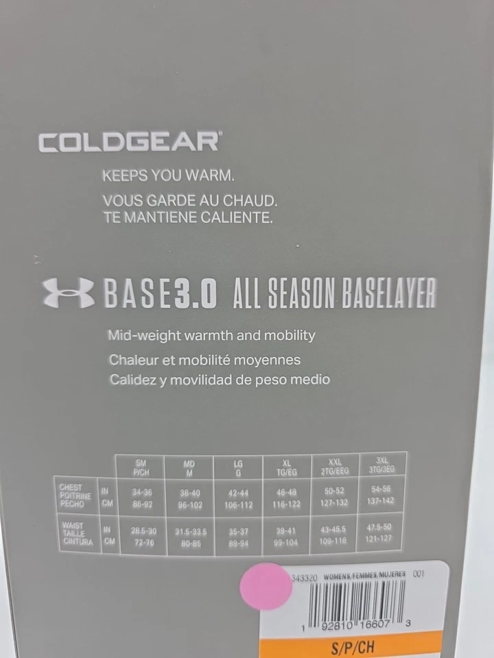 Capa base Under Armour para mujer Base 3.0 clima frío Crew negra Coldgear Foto 3 de 4