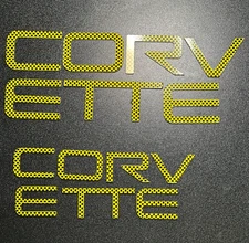 Yellow Carbon FRONT & REAR Plastic Raised Letters Inserts Corvette C4 1991-1996