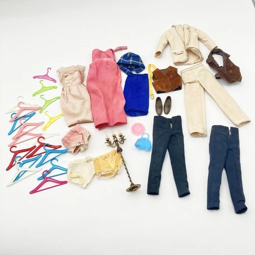 Vintage Barbie Clothes Lot Mixed Ken Pants Hong Kong YKK TLC + Hangers Estate