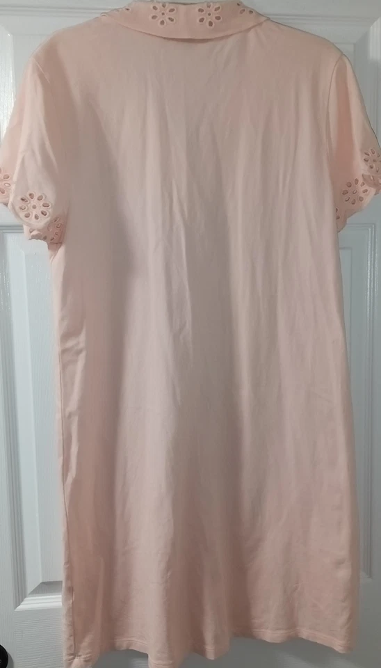 Vestido Tommy Hilfiger Melocotón Manga Corta Polo Floral Recorte Acento Talla XL Foto 4 de 4