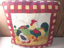 Rooster Chicken Pillow Farm House Decor Rural Decor 16x16 Plaid Large Medium
