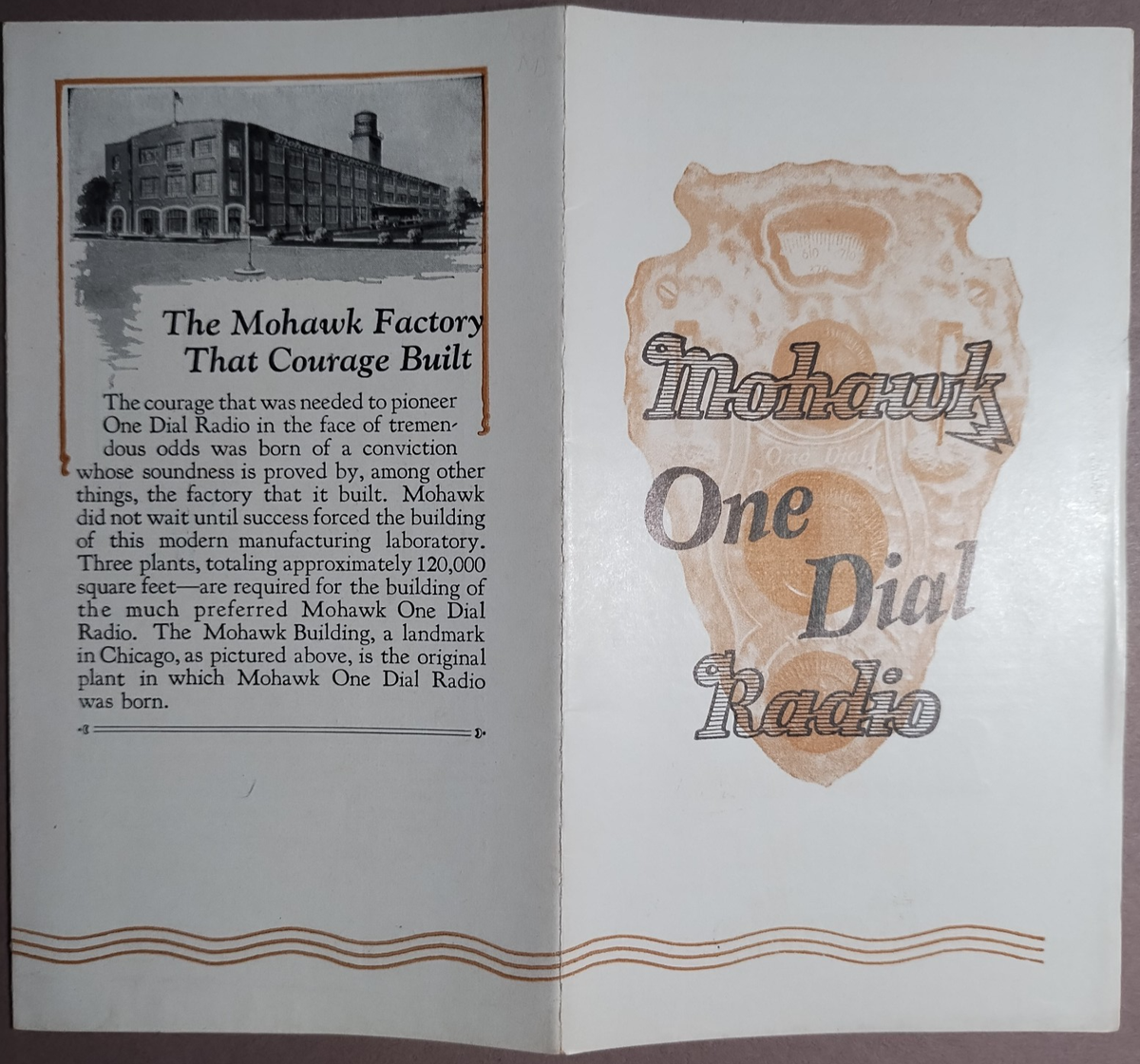 1927 One Dial Radio Mohawk Corp Of Illinois Advertising Brochure