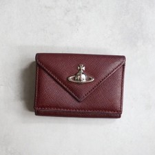 Vivienne Westwood Metal Orb Mini Trifold Wallet Bordeaux Saffiano
