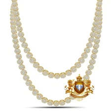 VVS1/D 8.65 Ctw. 14K Yellow Gold Bonded Tennis Flower Cluster Chain Neckless 7mm