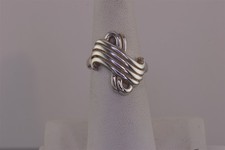 Sterling Silver Swirly Wavy Crossover Double Looped Band Ring 925 Sz: 6