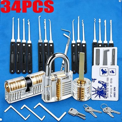 3Set Transparent Acrylic Practice Padlock Lock Mechanism Training Tool Kit Set