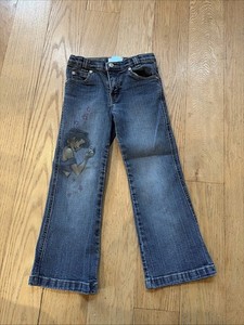 Vintage Disney Store Jasmine Aladdin Girls Jeans Sz 5 Denim Painted Y2K 90s