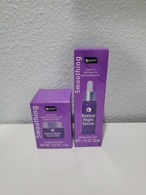 b.pure Smoothing Retinol Night Serum 1oz & Eye Cream 0.5oz Fragrance-Free Set