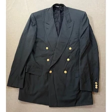 CANALI Milano Double Breasted Blazer Men's 52 Navy Gold Buttons Made in Italy