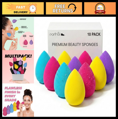 10-Pack Latex-Free Makeup Sponges | Water-Activated Foundation Blenders, No Wast