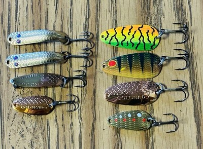 Mixed Thomas Spoon Lure Lot (8) Eel Cyclone  Colorado 1/6oz 1/5oz 1/4oz