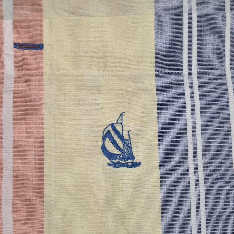 Camisa Nautica De Colección Para Hombre L Multicolor Rayas Pastel Años 90 Preppy Colorblock Foto 3 de 4