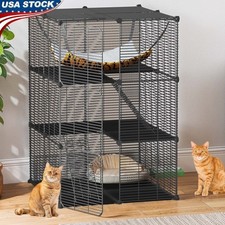 Spacious 3-Tier Cat Cage W/ Large Hammock Easy Assembly  Strong Metal Frame New