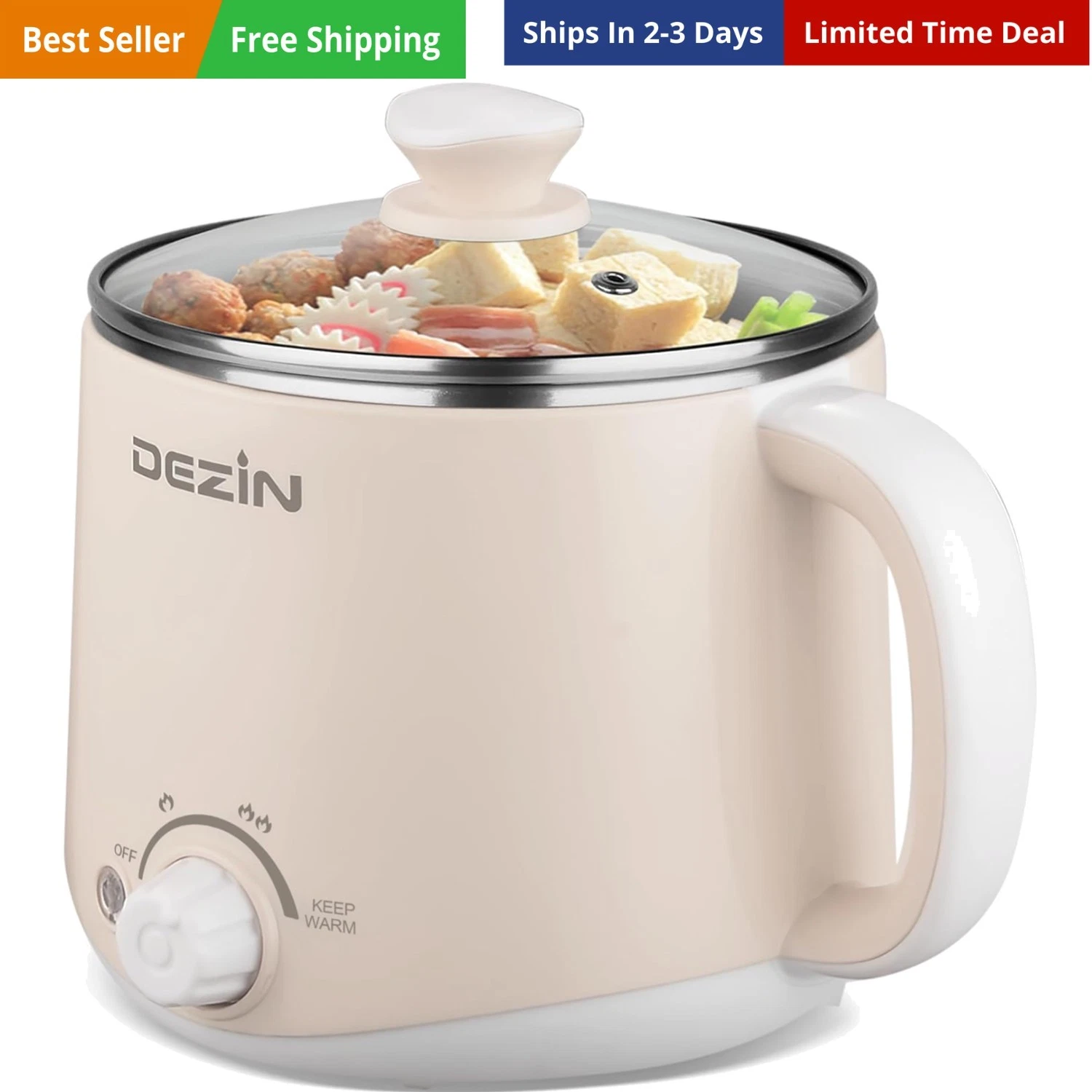 Electric Pot, 1.6L Ramen Cooker, Hot Pot Electric Stainless Steel, Multifunct...
