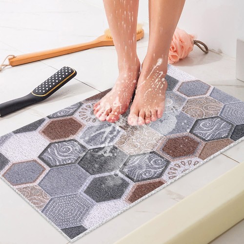 Shower Mat Non-Slip, 24x16 Inch Soft Comfort Bath Mat with Drainage Holes, PV...