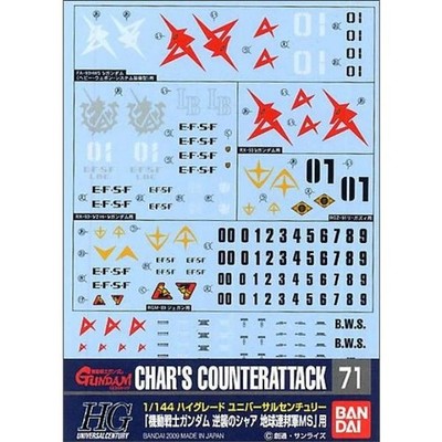 Bandai Gundam GD-71 EFSF Char s Counterattack Ver.Decal 1/144 Set USA Seller