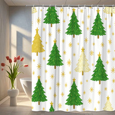Festive Christmas Tree Shower Curtain - Holiday Bathroom Decor