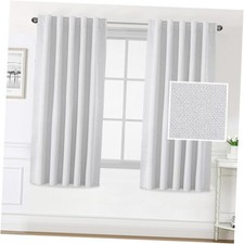 100 Blackout Linen Look Curtains for 42"W x 63"L Pack of 2 Heather White