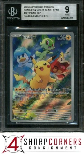 2023 POKEMON SCARLET & VIOLET PROMOS PALDEA EVOLVED ETB #027 PIKACHU BGS 9