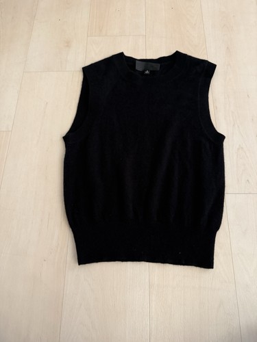 Nili Lotan Cashmere Sleeveless Cropped Black Sweater Size Small