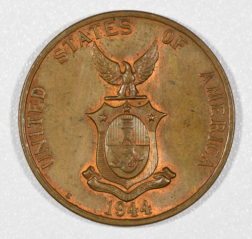 1944-S Filippine moneta da 5 centesimi nichel-ottone, extra fine - Foto 2 di 2