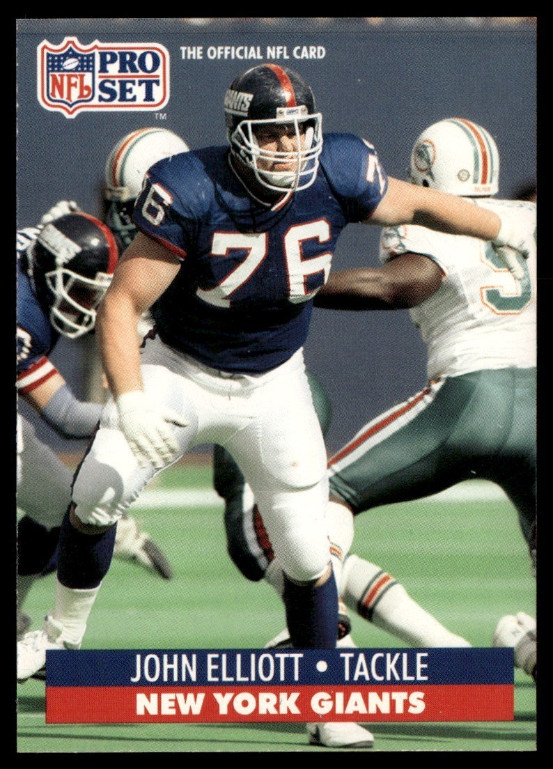 1991 Pro Set FACT Mobil John Elliott New York Giants #60