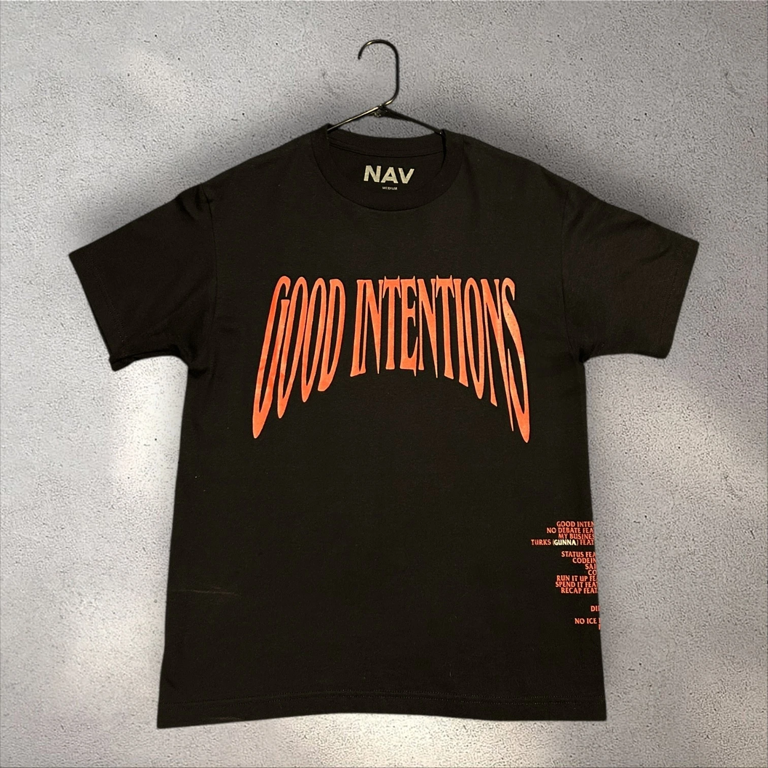 Vlone NAV Good Intentions T-Shirt Black Authentic Cotton Size M Free Shipping
