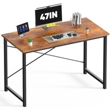 47" Brown Home Office Computer Wood Writing Study Desk w/ X-Shaped Reinforcement
